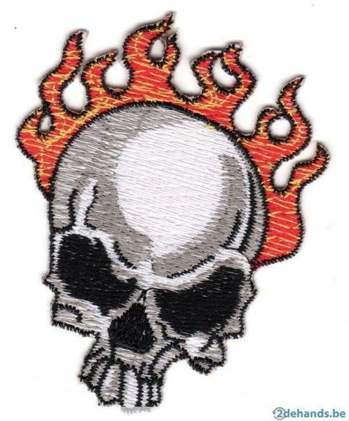 Embleem Patch Skull on fire, Motoren, Kleding | Motorkleding, Ophalen of Verzenden
