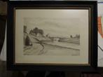 Gregoir V. tekening Aalter-brug 30 x 20 houtskool, Minder dan 50 cm, Gebruikt, Ophalen of Verzenden, Minder dan 50 cm