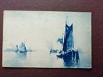 Oude foto in karton zeilboten op zee, Photo, Utilisé, Enlèvement ou Envoi