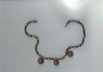 Juweel-Zilveren (hals)ketting met 3 amuletten (0072), Handtassen en Accessoires, Kettingen, Ophalen of Verzenden, Gebruikt, Zilver