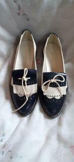 Chaussures dame plate cuir bleu et blanc pt 36 (ref49), Kleding | Dames, Nieuw, Ophalen of Verzenden, Wit