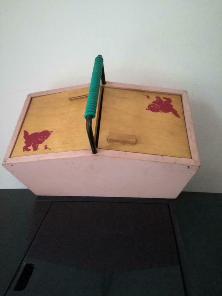 roze kleine naaikist jaren 50-60 kat - muis retro, Verzamelen, Retro, Overige typen, Ophalen of Verzenden