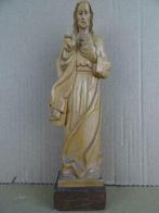 Antiek Jezusbeeld 23 cm houten Jezusbeeldje Heilig Hart 1950, Antiek en Kunst, Antiek | Religieuze voorwerpen, Ophalen of Verzenden