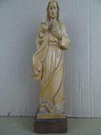 Statue Jésus antique 23 cm figurine Jésus en bois Sacré-Cœur, Enlèvement ou Envoi