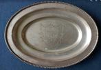 vintage verzilverde schaal met gravure, wapenschild, Antiek en Kunst, Curiosa en Brocante, Ophalen of Verzenden