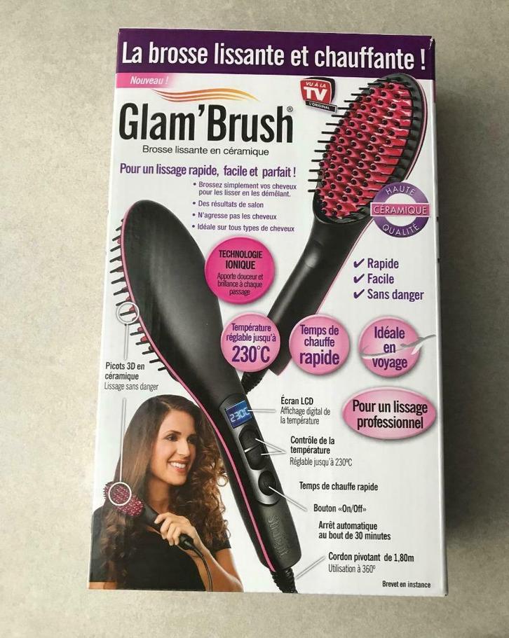 Glam'Brush - Brosse lissante en céramique, Bijoux, Sacs & Beauté, Beauté | Soins des cheveux, Comme neuf, Fer à friser ou Lisseur