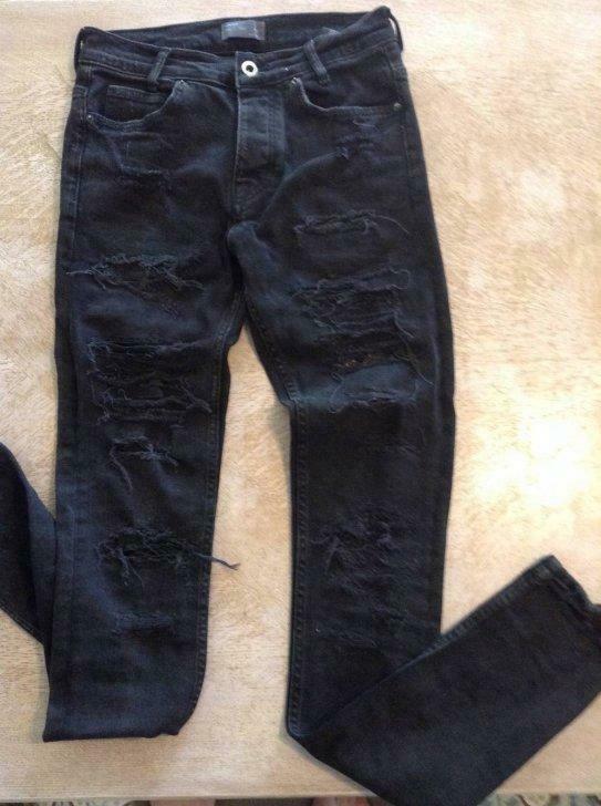 Zwarte ripped jeans 'Zara Man' stretch,veel scheuren,maat 38, Kleding | Heren, Broeken en Pantalons, Gedragen, Overige maten, Zwart
