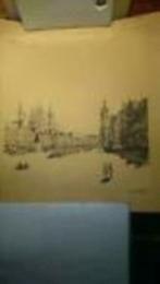 ancienne lithographie TOURNAI 1940 38 X 34 cm, Antiquités & Art, Art | Lithographies & Sérigraphies, Enlèvement ou Envoi