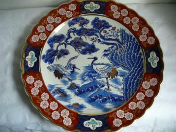 Prachtig groot Chinees bord ,getekend beschikbaar voor biedingen