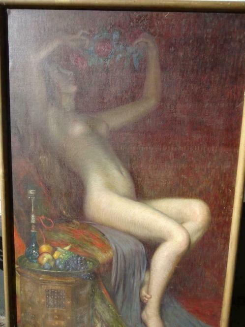 1910 Paul CATHOIRE orientalisme femme nue grande huile/toile, Antiquités & Art, Art | Peinture | Classique, Enlèvement