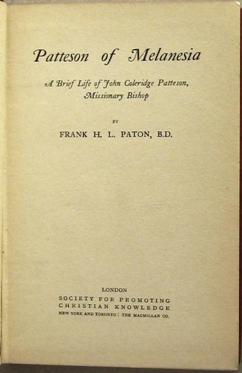 Patteson of Melanesia HC Paton - Pacific Melanesië, Antiek en Kunst, Antiek | Boeken en Manuscripten, Ophalen of Verzenden