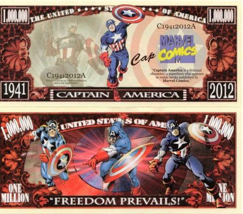 USA 1 million US $ bankbiljet Captain America (Marvel) UNC, Postzegels en Munten, Bankbiljetten | Amerika, Los biljet, Noord-Amerika