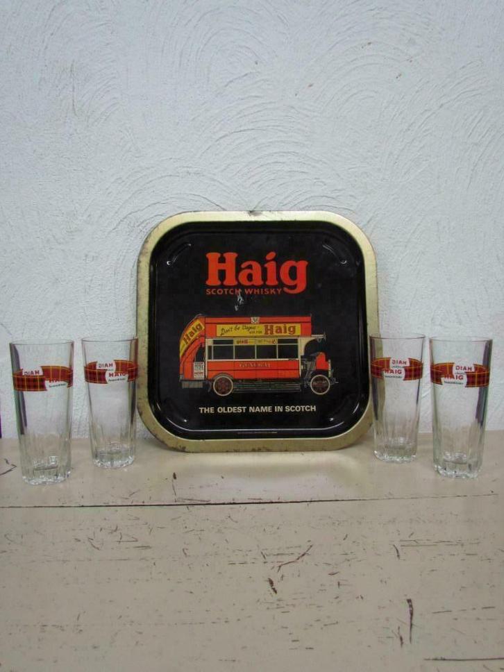 Haig scotsh wisky glazen en dienblad, Verzamelen, Merken en Reclamevoorwerpen, Zo goed als nieuw, Gebruiksvoorwerp, Ophalen of Verzenden