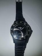Zwarte horloge met diamantjes, Handtassen en Accessoires, Horloges | Dames, Overige merken, Kunststof, Gebruikt, Polshorloge