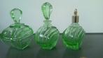 Art Deco Groen Kristal Parfum Set, VintageBox Leuven, Antiek en Kunst, Ophalen