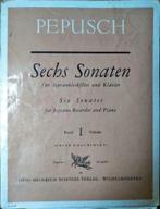 partituur Pepusch zes sonaten blokfluit en piano