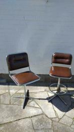 2 Chaises pivotante vintage en skaï chromé, Maison & Meubles, Utilisé, Enlèvement ou Envoi