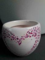 Cache pot blanc au motif cœur mauve et rose, Jardin & Terrasse, Autres matériaux, Rond, Moins de 25 cm, Moins de 40 cm