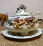 Porseleinen soepterrine met bloemen, Ophalen of Verzenden