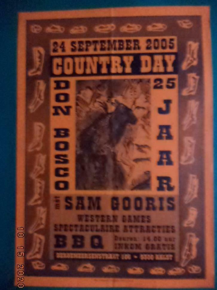 Aalst: Affiche: Country Day met Sam GOORIS e.a. 2005. Zg !, Verzamelen, Muziek, Artiesten en Beroemdheden, Zo goed als nieuw, Poster, Artwork of Schilderij