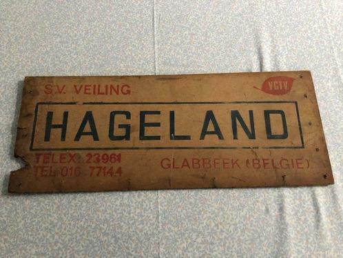 Oud houten ophangbord HAGELAND, Antiek en Kunst, Curiosa en Brocante