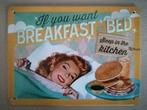 Metalen tekstbord 'If you want breakfast in bed...', Ophalen of Verzenden, Zo goed als nieuw