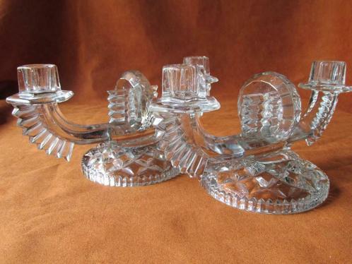 Unieke set Art Deco kandelaars, 'Czechoslovakia', Antiek en Kunst, Antiek | Glaswerk en Kristal, Ophalen of Verzenden