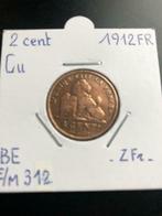 Belgique 2 centimes 1912 Français, Monnaie en vrac, Autre