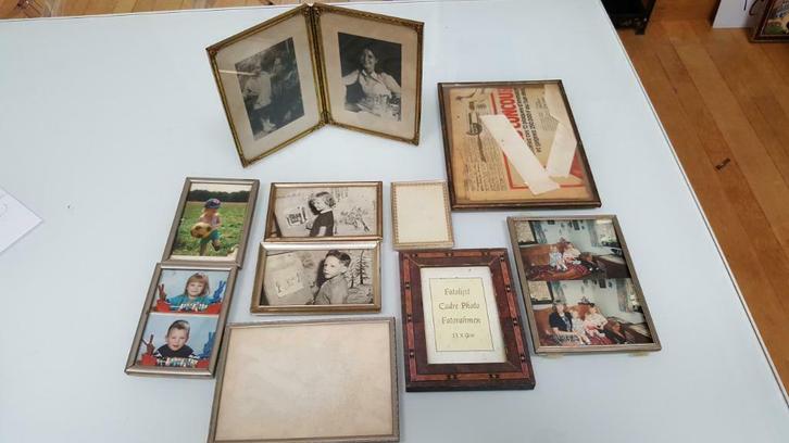 set van 10 kleine VINTAGE metalen FRAMES, Huis en Inrichting, Woonaccessoires | Lijsten, Gebruikt, Ophalen of Verzenden