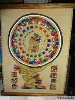 Maya kalender handgeschiderd op leer Mexico, Ophalen, Nieuw