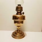 Antieke Koperen olielamp met reserve glas, Antiek en Kunst, Ophalen