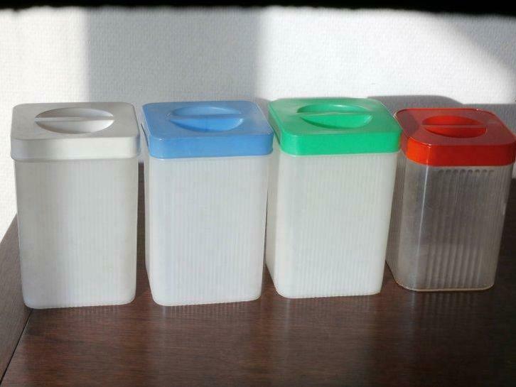 Vintage voorraaddozen(4st.), Antiek en Kunst, Curiosa en Brocante, Ophalen of Verzenden