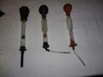3 antieke oude thermometers methanol bateria glyco chemie, Antiek en Kunst, Ophalen