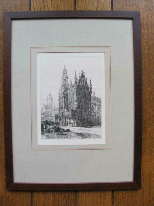 Ernest George (1839-1922) OUDENAARDE originele ets, Antiek en Kunst, Kunst | Etsen en Gravures, Ophalen of Verzenden