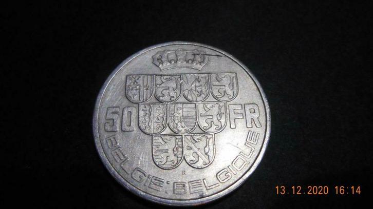 50 Fr Belgisch 1940 zilver Léopold III (Belgie-Belgique) VG, Postzegels en Munten, Munten | België, Setje, Zilver, Zilver, Ophalen of Verzenden