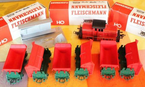 Fleischmann HO 6 wagons 5500 benne basculante + Locomotive 4, Hobby & Loisirs créatifs, Trains miniatures | HO, Set de Trains