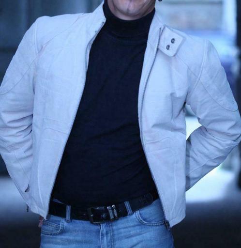 Veste en cuir beige, Kleding | Heren, Jassen | Zomer, Gedragen, Maat 46 (S) of kleiner, Overige kleuren, Ophalen