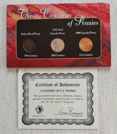 USA - Three Centuries of Pennies 2003 Morgan Mint, Timbres & Monnaies, Monnaies | Amérique, Série, Amérique du Nord, Envoi