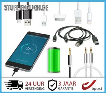 Oplaadkabels iPhone Samsung Xiaomi Micro USB-C Lightning A+