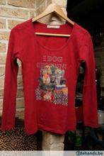 Mooie framboos rode shirt met hondjes, Ophalen of Verzenden, Gedragen, Maat 38/40 (M), Rood