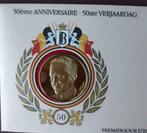 Penningen. 50e verjaardag Boudewijn. Goud op zilver, Ophalen of Verzenden, Nieuw