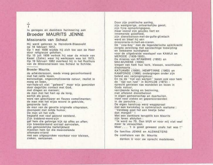 DP Missionaris van Scheut, Verzamelen, Bidprentjes en Rouwkaarten, Bidprentje, Verzenden
