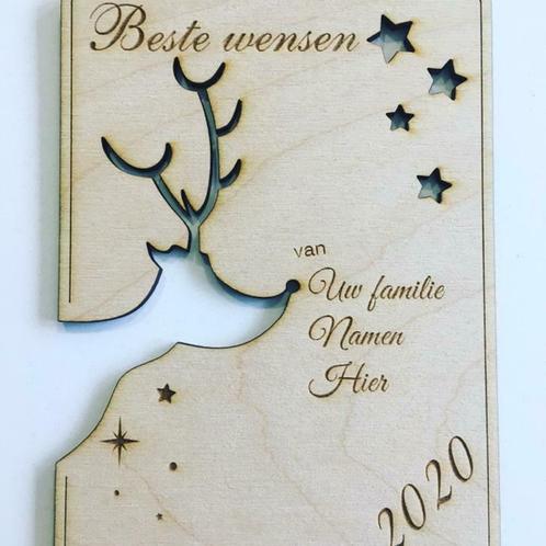 Gepersonaliseerde houten laser gegraveerd wenskaartjes., Huis en Inrichting, Woonaccessoires | Tekstborden en Spreuken, Ophalen