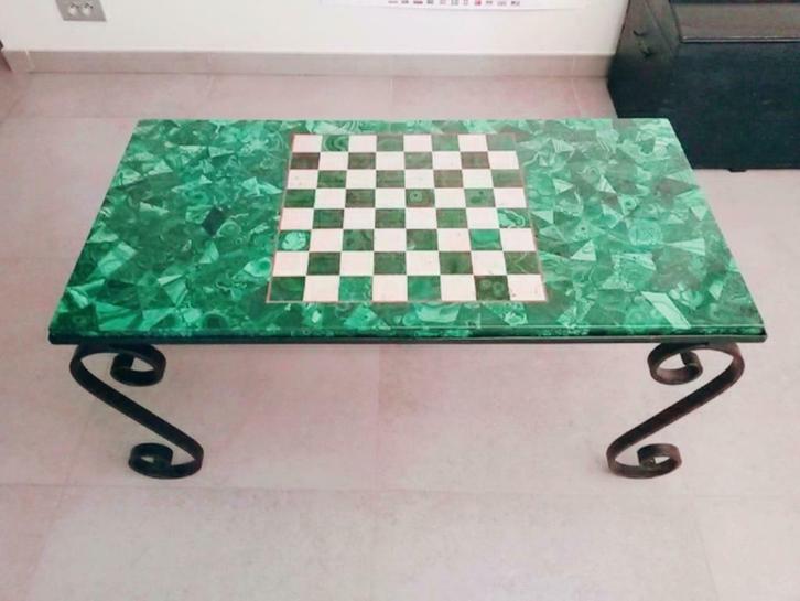 Salontafel in malachiet, Verzamelen, Mineralen en Fossielen, Mineraal, Ophalen