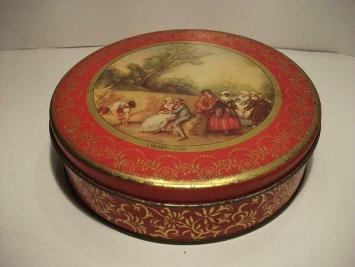 Meerdere blikken dozen: Lancret l'été, jachttafereel, Verzamelen, Blikken, Gebruikt, Koek(jes), Ophalen