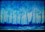 Schilderij blauw bos, Ophalen