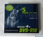 Pack de 5 DVD-RW 4.7 GB Platinum neuf sous blister, Informatique & Logiciels, Disques enregistrables, Réinscriptible, Dvd, Enlèvement ou Envoi