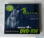 Pack de 5 DVD-RW 4.7 GB Platinum neuf sous blister, Computers en Software, Ophalen of Verzenden, Nieuw, Dvd, Herschrijfbaar