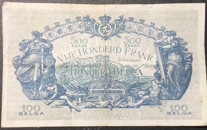 8 biljetten 500 Frank / 100 belga - 1930 en 1934, Postzegels en Munten, Bankbiljetten | België, Los biljet, Ophalen of Verzenden