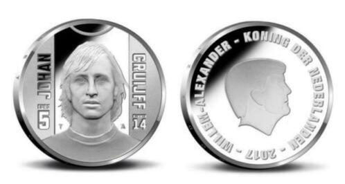 Nederland 5 Euro 2017 Johan Cruyff, Postzegels en Munten, Munten | Nederland, Losse munt, Overige waardes, Zilver, Ophalen of Verzenden